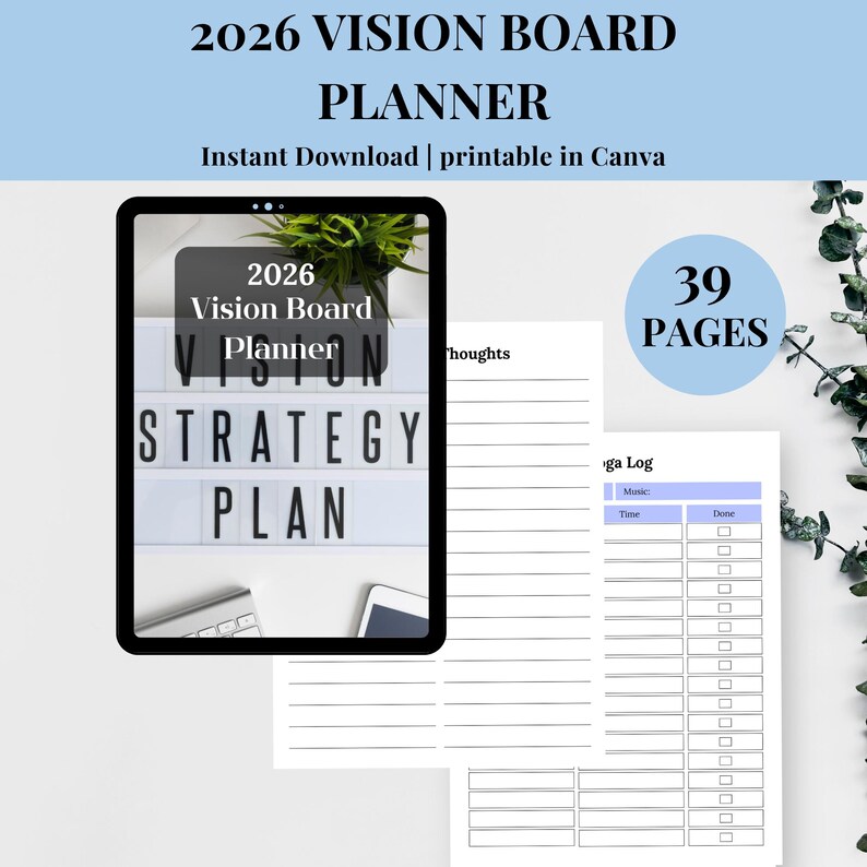 2026 Vision Board Planner Printable PDF Goal Setting Manifestation ...
