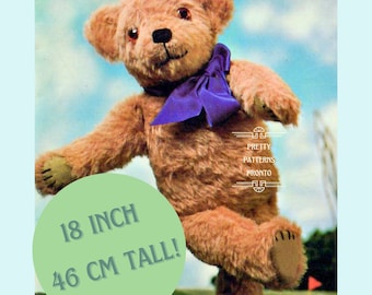 Wzór do szycia misia w stylu vintage: 18-calowa ruchoma zabawka pamiątkowa (do pobrania w wersji cyfrowej)