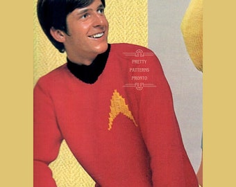 Star Trekker-uniform SciFi Lover Gift Trekkie Trui Retro Breipatroon pdf, TNG Fan tv-show Kleding Heren en dames Maat XS - XL