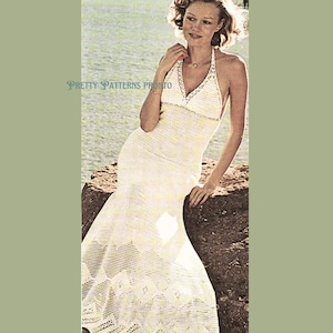 Boho Crochet Maxi Dress Pattern | 1970s French Language PDF | Lacy Halter Beach Dress Pattern | Vintage Summer Festival Outfit Crochet DIY