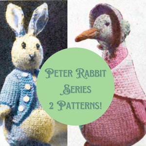 Peter Rabbit Jemima Puddle Duck Knitting Pattern Beatrix Potter Childrens Books Kids Toys PDF Digital Download Vintage Scrap Yarn Fingering
