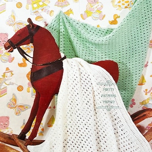 Quick & Easy Crochet Baby Blanket Pattern PDF - Beginner Vintage Afghan - Lacy Stroller Cover - Instant Download - Baby Shower Gift Idea