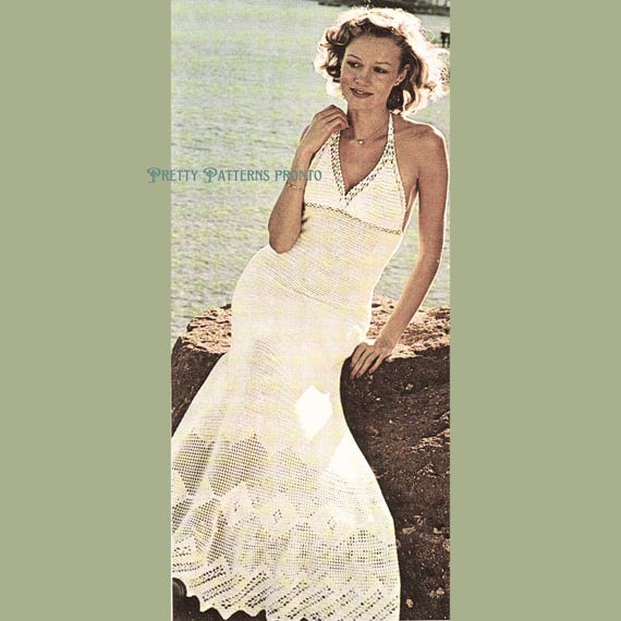Boho Crochet Maxi Dress Pattern | 1970s French Language PDF | Lacy Halter Beach  Dress Pattern | Vintage Summer Festival Outfit Crochet DIY - Etsy
