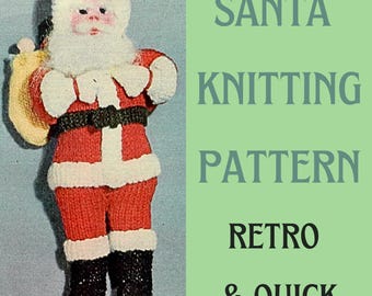 Modello PDF per bambola di Babbo Natale lavorata a maglia: giocattolo natalizio retrò anni '50