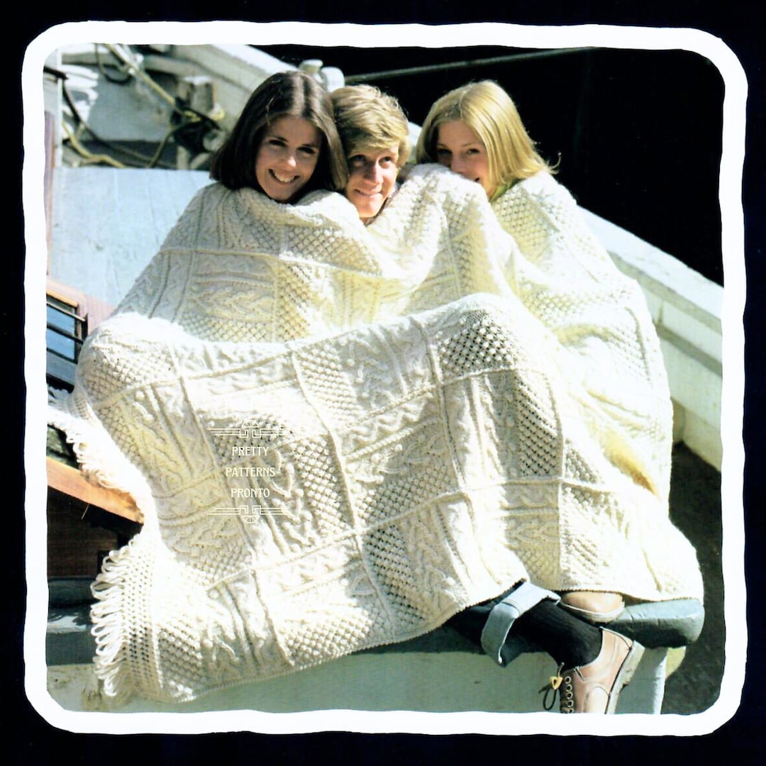 Book of Chunky Blankets Collection, Vintage Aran Knitting Pattern