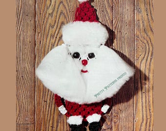 Modello di decorazione retrò di Babbo Natale in PDF: decorazione da parete natalizia in macramè fai da te