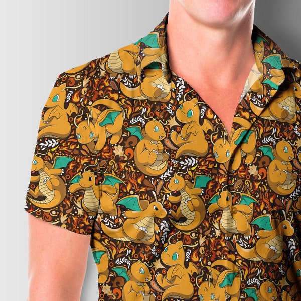 Dragonite Hawaiian Shirt - Men's Dragonite Button Up Shirt & Men's Casual Dragonite Shirt