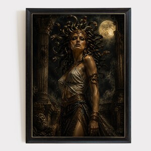 Gorgon Woman Serpent-Haired Moonlit Gothic Poster & Canvas 9N5ZJ