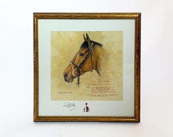 Vintage Equestrian Watercolor Horse Painting