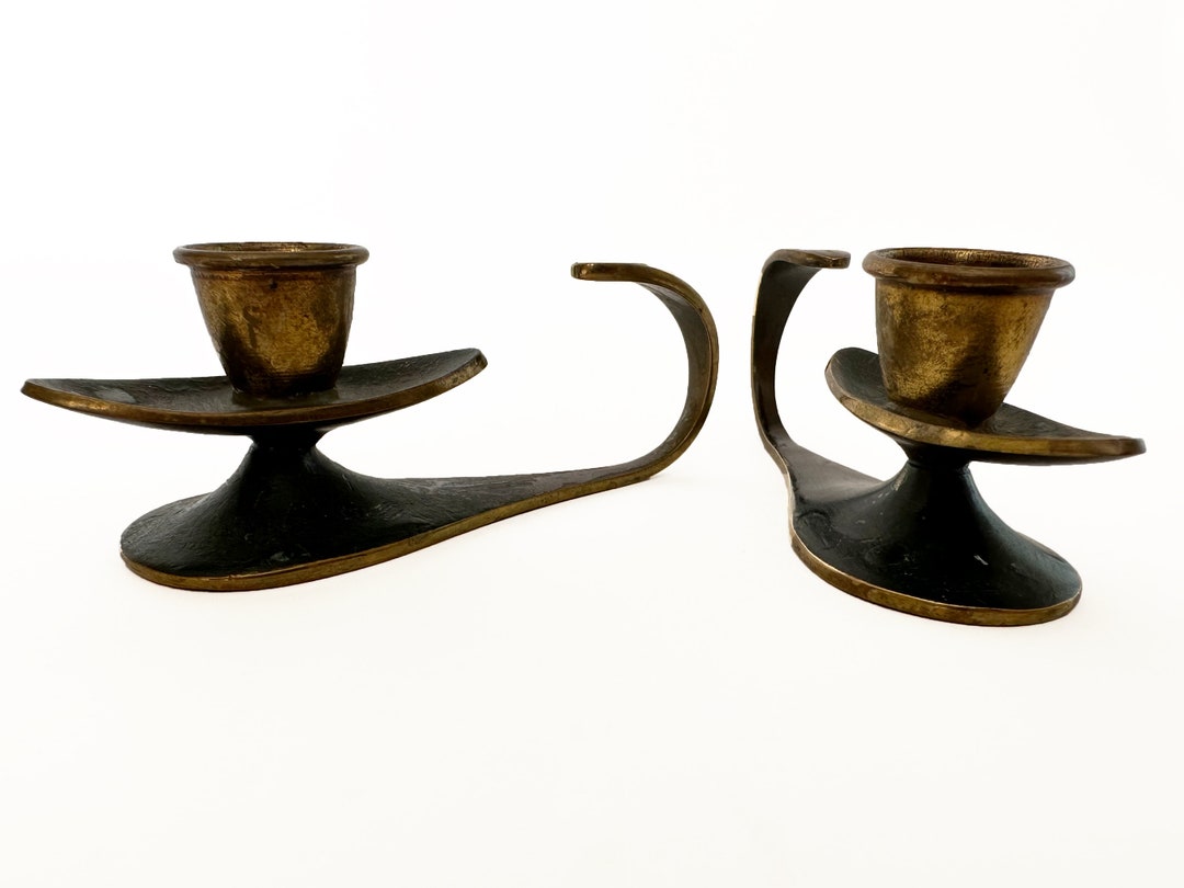 Vintage Candlestick Holders Mid Century Set of Two Candle Etsy
