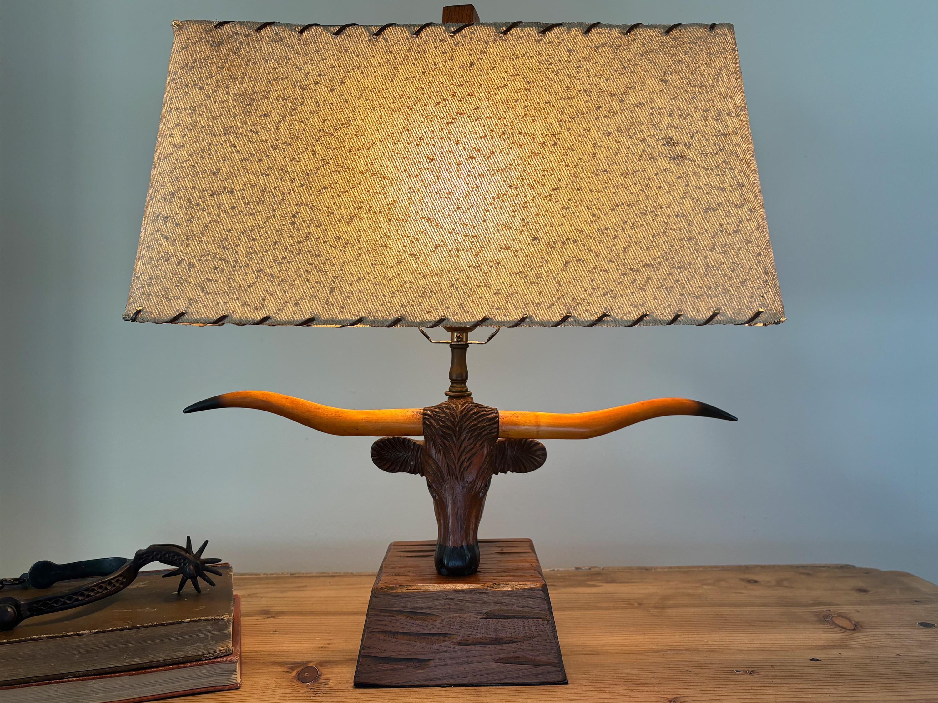 Vintage Brandt Ranch Oak Longhorn Lamp - Etsy