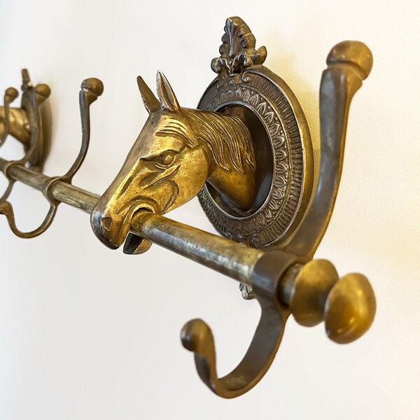 Coat Rack Vintage Equestrian Décor Brass Coat Rack Hat Rack Horse Gifts Vintage Brass Wall Display Closet Coat Hooks For Clothing