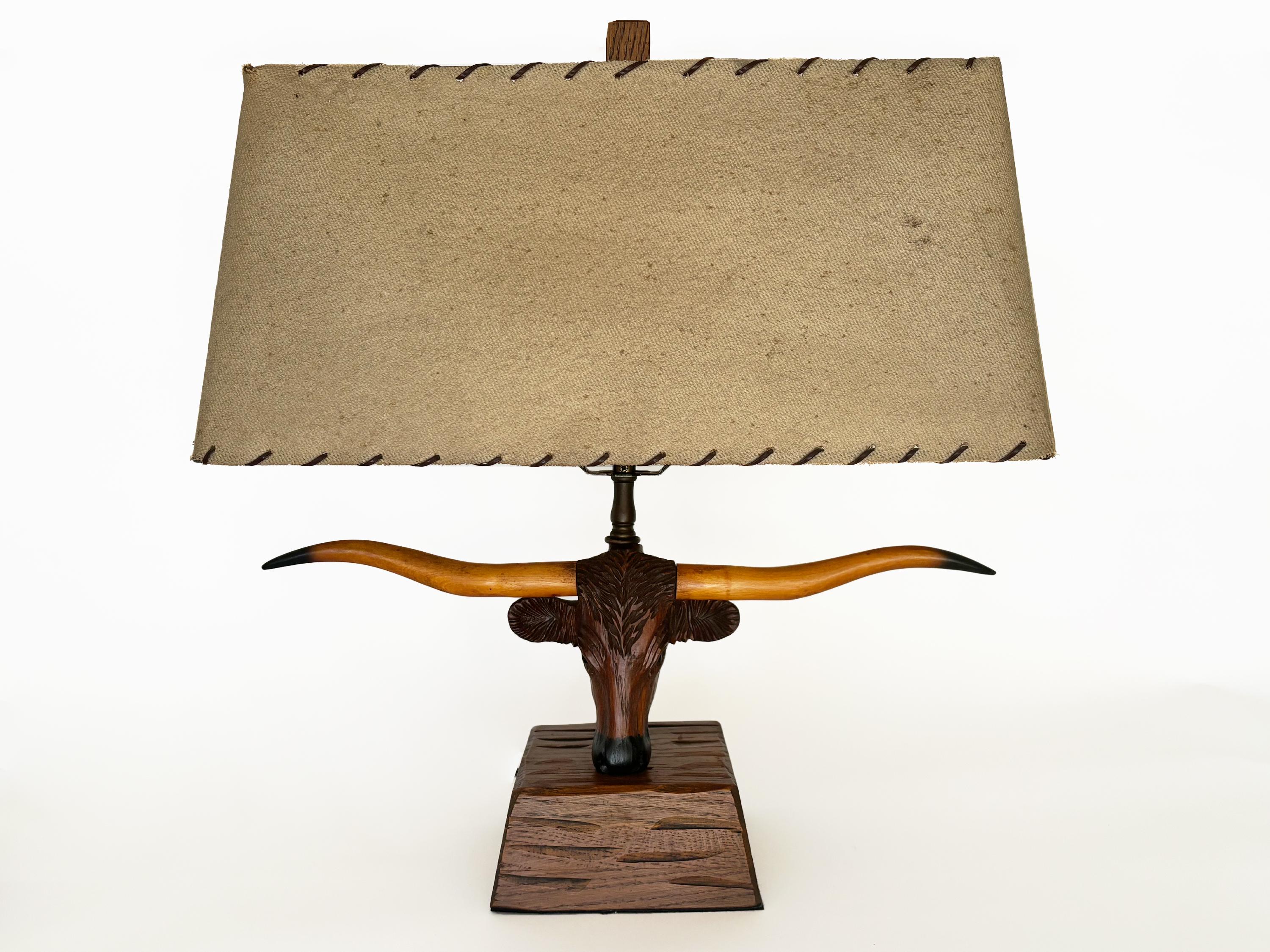 Vintage Ranch Oak Longhorn Lamp by Brandt - Etsy