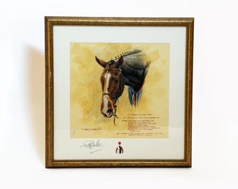 Vintage Equestrian Watercolor Horse Painting