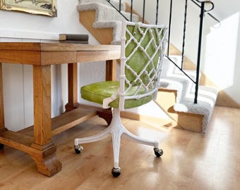 1950s Phyllis Morris Mid Century Avocado Faux Bamboo Chair