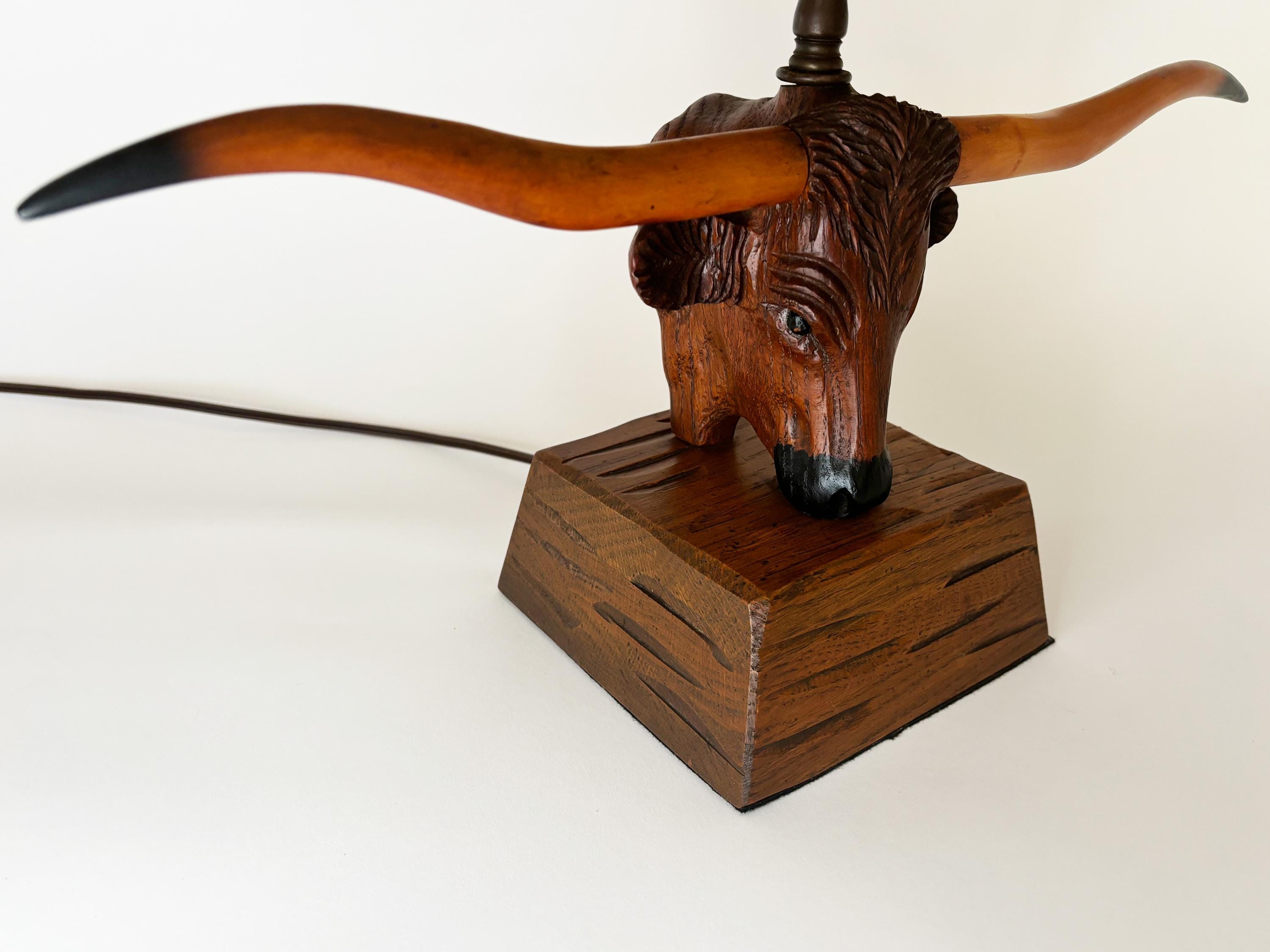Vintage Ranch Oak Longhorn Lamp by Brandt - Etsy