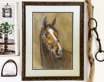 Vintage Equestrian Original Abstract Art