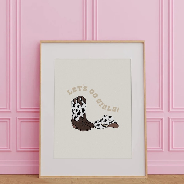 Coastal Cowgirl Wall Art Print, Retro Bar Cart Decor (Digital Download)