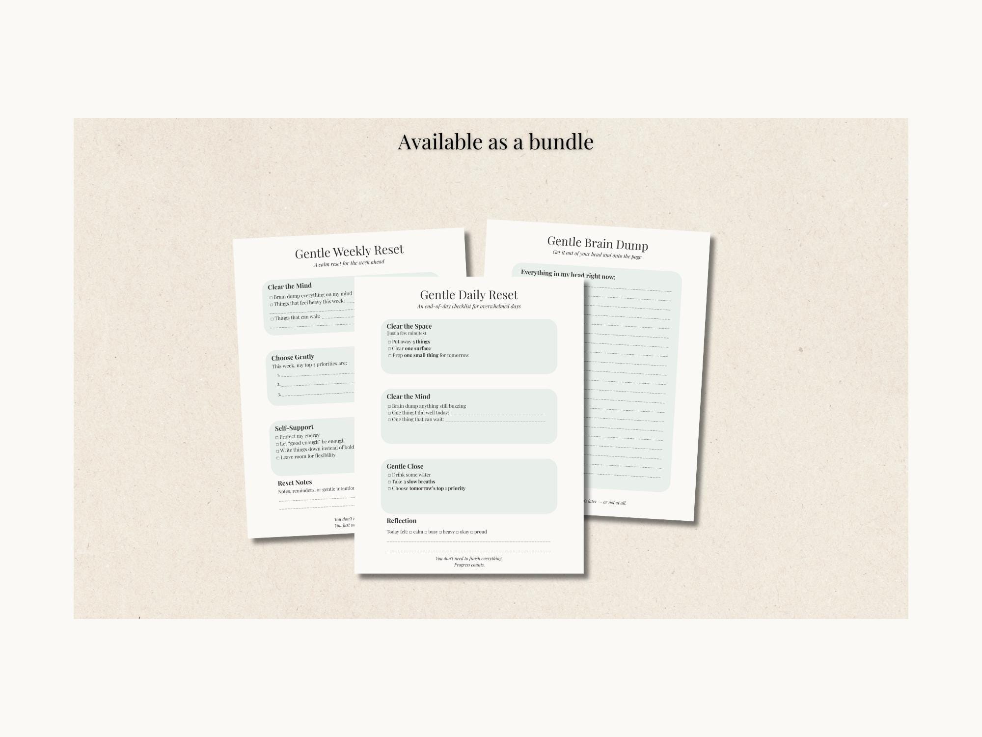Gentle Weekly Reset Planner – Printable Page for Overwhelmed Minds (PDF ...