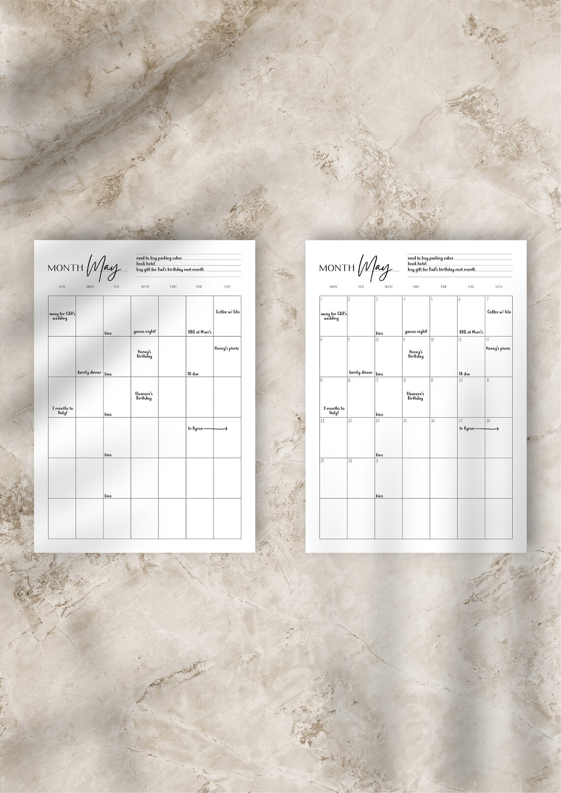 Printable Blank Monthly Calendar Portrait Monthly Calendar PDF & PNG ...