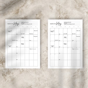 Printable Blank Monthly Calendar Portrait Monthly Calendar PDF & PNG ...