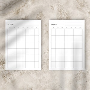 Printable Blank Monthly Calendar Portrait Monthly Calendar PDF & PNG ...