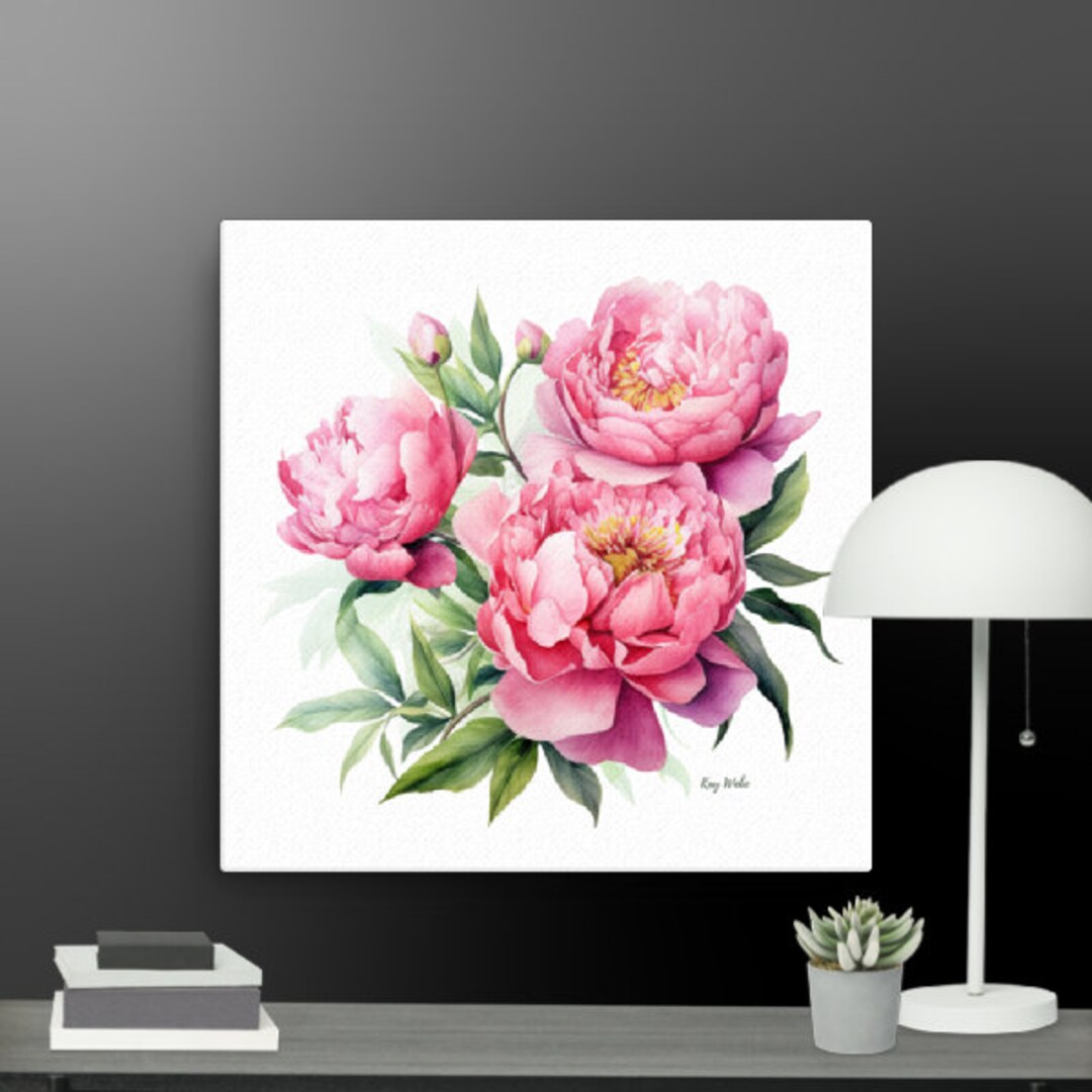 Pink Peonies Wall Art Print, Canvas Art, Floral Wall Decor, Pink Flower ...