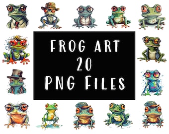 20 imágenes PNG de ranas de alta calidad para descarga digital: perfectas para diseñadores gráficos, blogueros y publicaciones en redes sociales. Uso comercial bien.