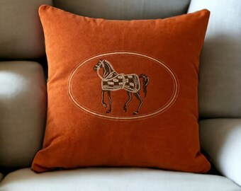 Horse Style Cushion Cover - Pillow Case Horse Style - Hand-embroidered Cushion Cover - Horse Pattern Home Decor Cushion