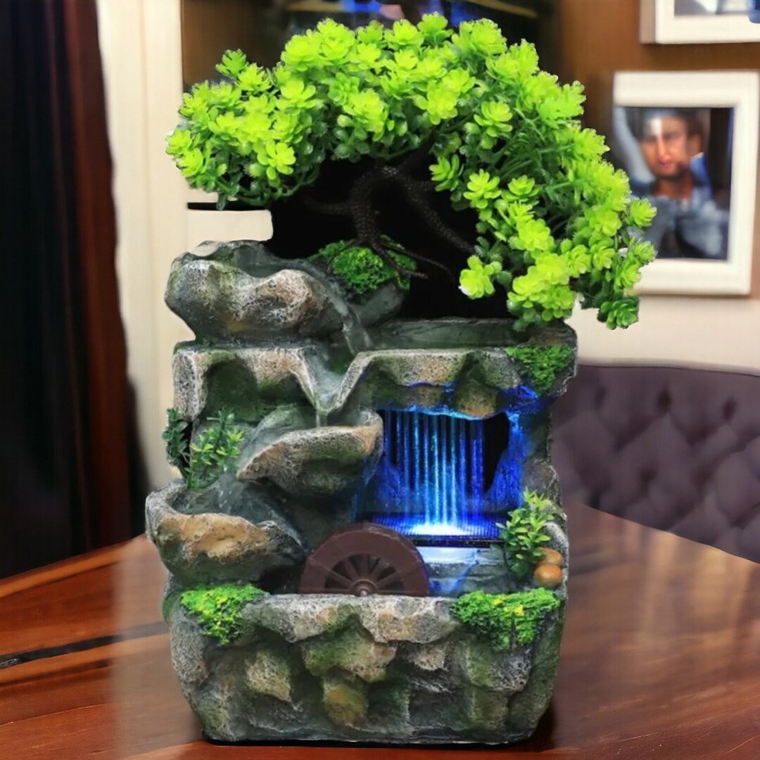 Waterfall Fountain Meditation Statue Water Fountain Office Decor