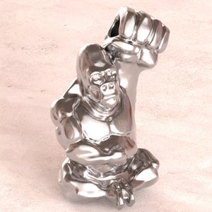 Original süßer Gorilla Charm / Anhänger - poliertes Sterling Silber