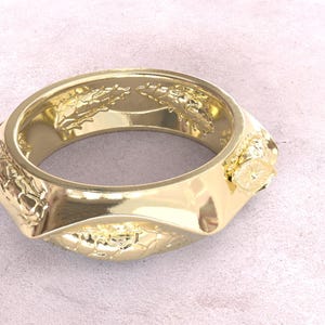 Unique Dune Inspired Ring, Desert and Sand Worm Design - 18K Gold Plated Brass