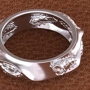 Unique Dune Inspired Ring, Desert and Sand Worm Design - Polished Sterling Silver