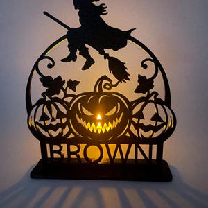 Halloween Desk Name Halloween Decor Personalized Name Plate Personalized gift custom gift freestanding name plate cat witch pumpkin