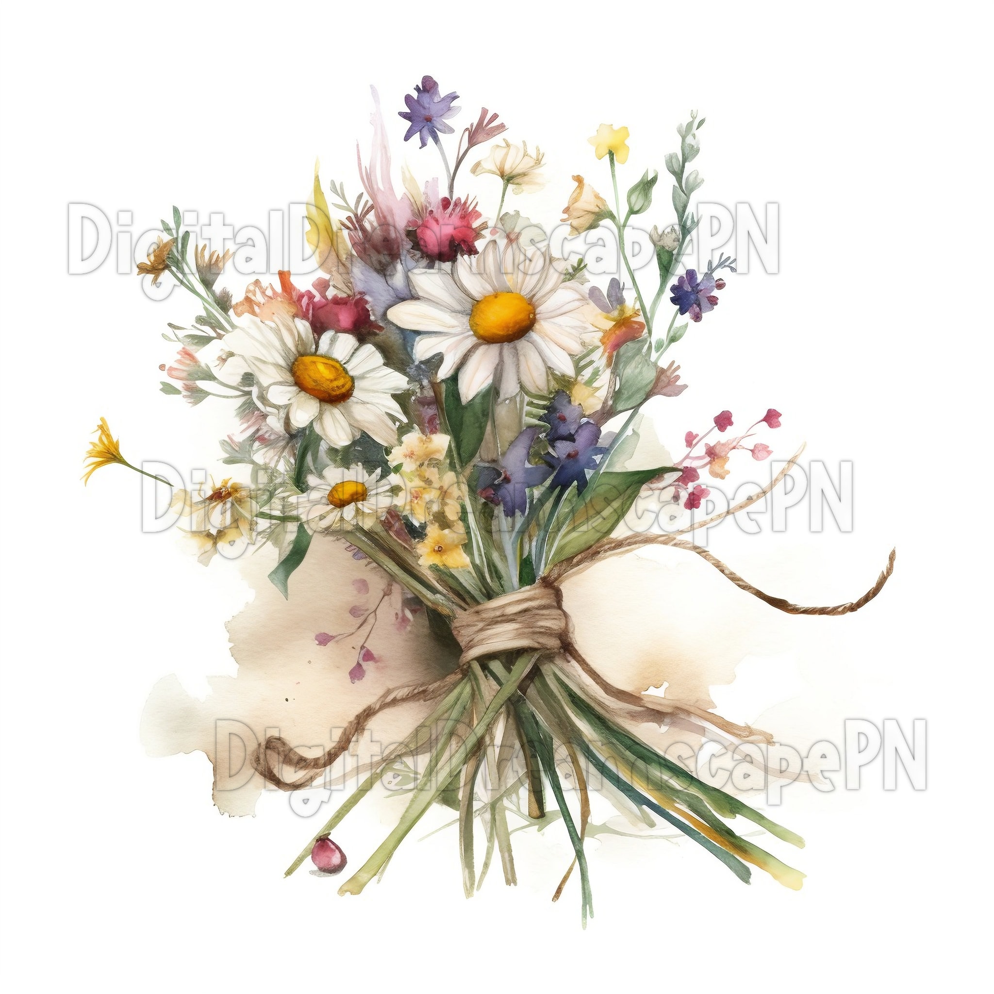 Wildflower Bouquet Clipart 10 High Quality Pngs Digital Etsy