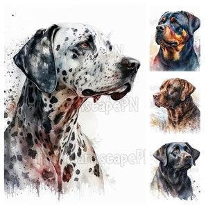 48 Clipart - Dog Portraits | DIGITAL DOWNLOAD | Watercolor | Junk Journaling, Card Making, Mixed Media, Digital Paper Craft | Commercial Use
