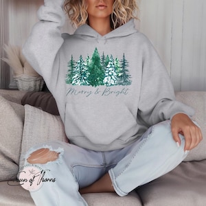 Merry and Bright PNG, Christmas Tree Png, Merry Christmas Png, Christmas Shirt, Sublimation Design, Watercolor Trees, Holiday, Christmas Png