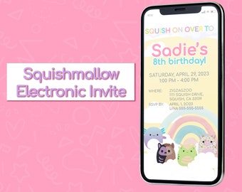 Squishmallow EVITE customizable birthday invitation