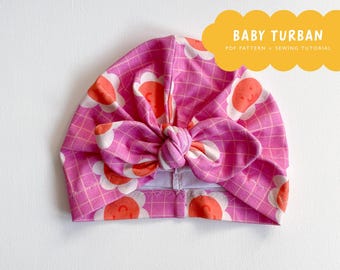 Baby turban - 5 styles PDF pattern | baby and kids sewing hat with bow | top knot beanie | PDF pattern kids | Turban sewing pattern | DIY