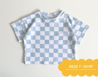 Dash drop shoulder T-shirt and long sleeve PDF pattern | Sewing tutorial | Sewing pattern | Instant download | 1 year - 10 years