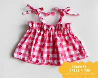 Summer TOP and DRESS pdf pattern | dress sewing pattern | baby top | Pdf pattern baby dress | KIDS sewing pattern - 10 sizes
