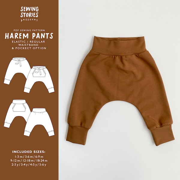 Harem Pants PDF pattern | Baby comfy baggy pants | Sewing tutorial | sewing pattern | Instant download | Harem Pants
