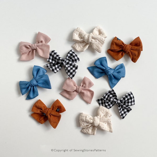 Pinwheel bow PDF pattern | baby and kids sewing clip bow | headband with bow | hair bow | Newborn baby knot bow sewing pattern DIY