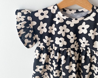 Ruffle Dress & T-shirt PDF pattern | top sewing pattern | baby and kids pattern available in 10 sizes | T-shirt with frill sleeve