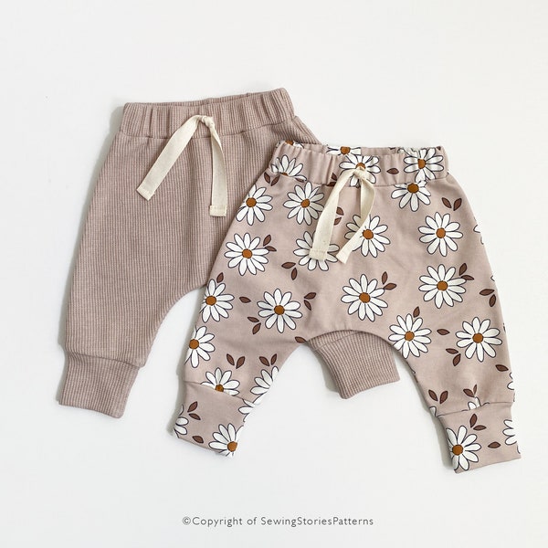Patron PDF de sarouel | Pantalon ample style sarouel pour bébé | Tutoriel de couture | Patron de couture | Téléchargement instantané | Sarouel
