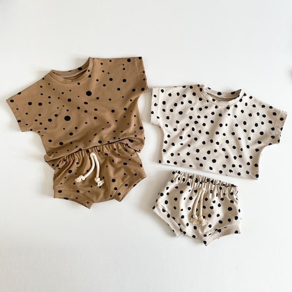 Patrón PDF de camiseta + short / SET de costura para bebé y niño - 10 tallas / Patrón de costura de top corto cuadrado o regular y short de bebé