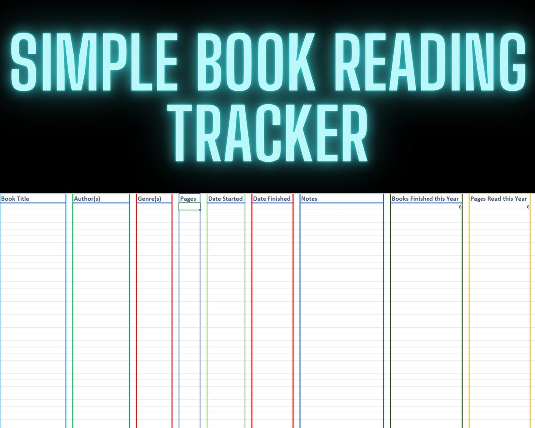 Simple Book Reading Tracker Excel Template Etsy