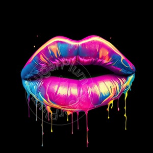Lippen 1 - Aquarell Vivid PNG und eine SVG, ideal für T-Shirts, Tassen, Decoupage, Sublimation, POD