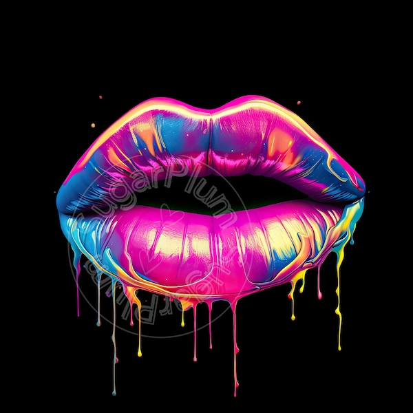 Lips 1 - Watercolor Vivid PNG and an SVG, great for tee shirts, mugs, Decoupage, sublimation,POD