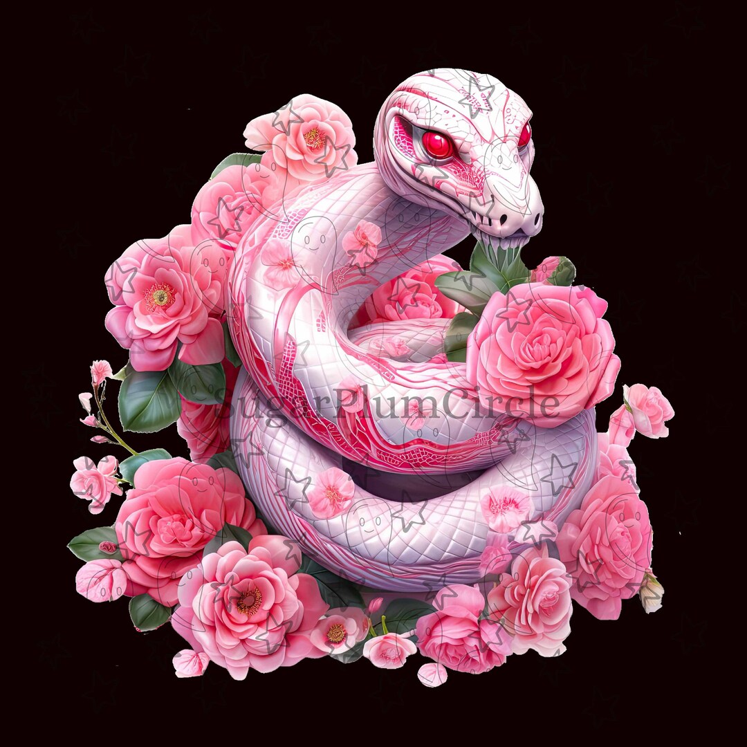 Snake and Roses Vivid PNG File Great for Tee Shirts Mugs Etsy
